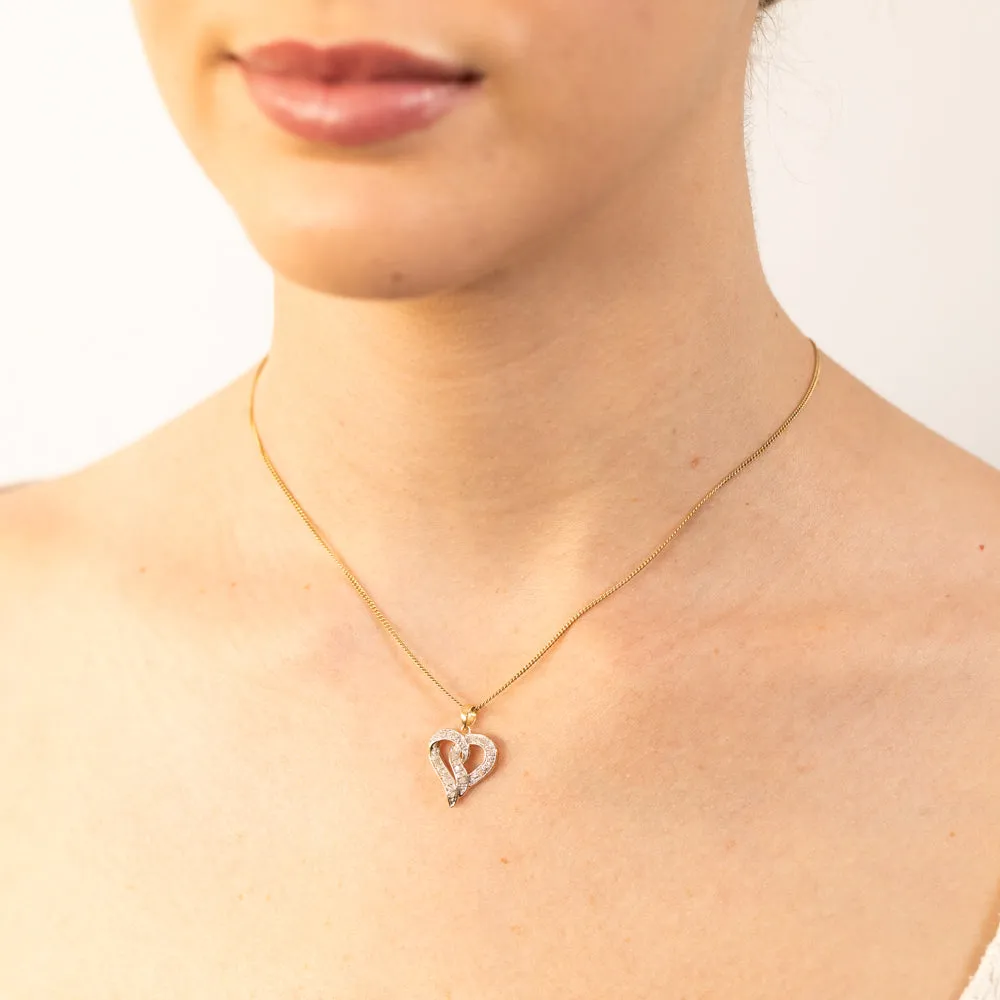 9ct Yellow Gold Heart Shaped Pendant in 14 Diamonds Shiels