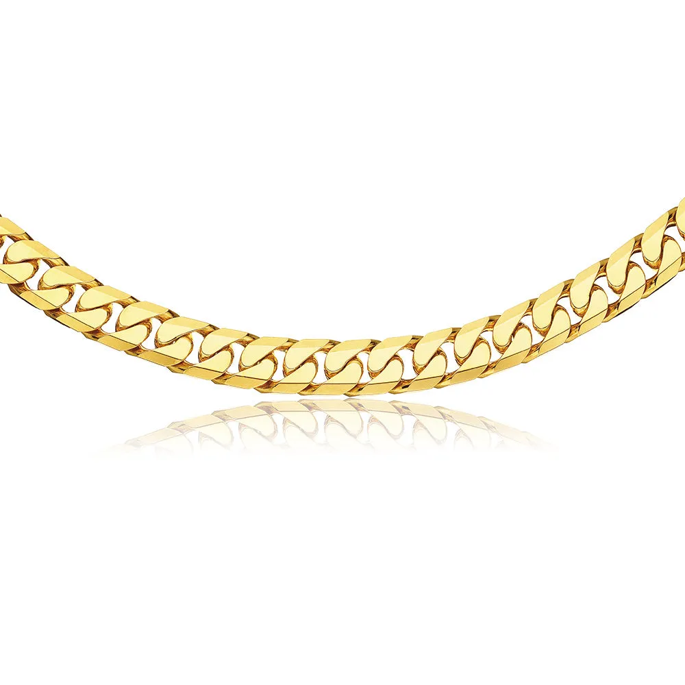 9ct Yellow Gold Heavy Curb Bevelled Flat 60cm Chain in 550Gauge Shiels