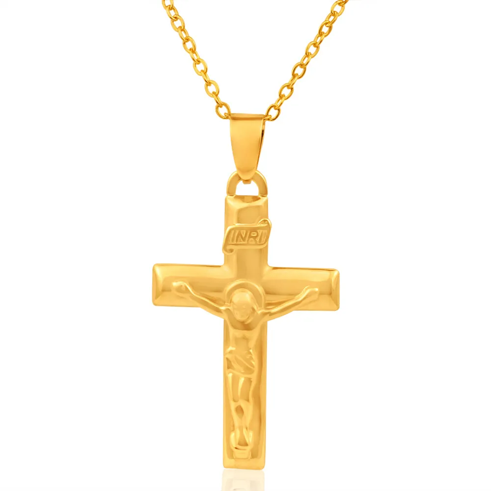 9ct Yellow Gold Hollow Crucifix Pendant Shiels