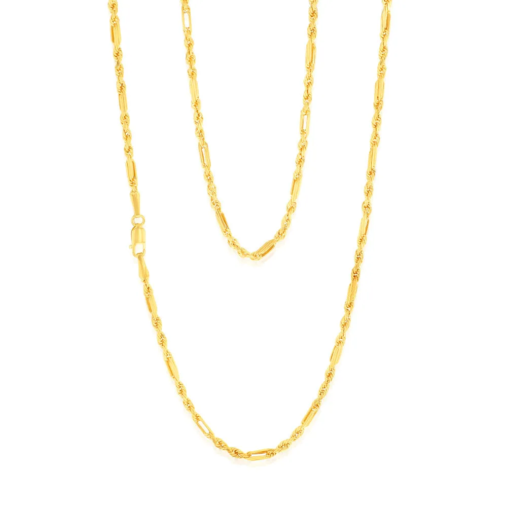 9ct Yellow Gold Hollow Diamond Cut Figarope 46cm Chain Shiels