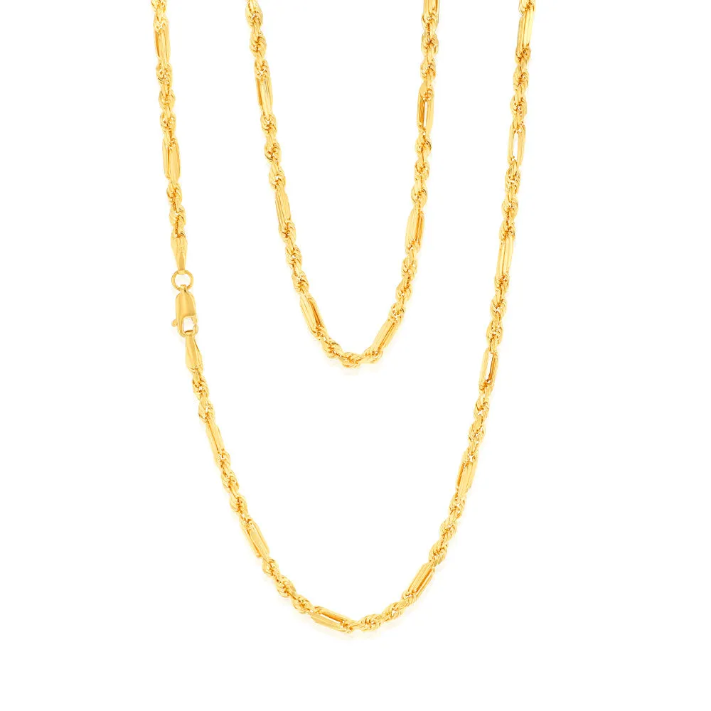 9ct Yellow Gold Hollow Diamond Cut Figarope 46cm Chain Shiels