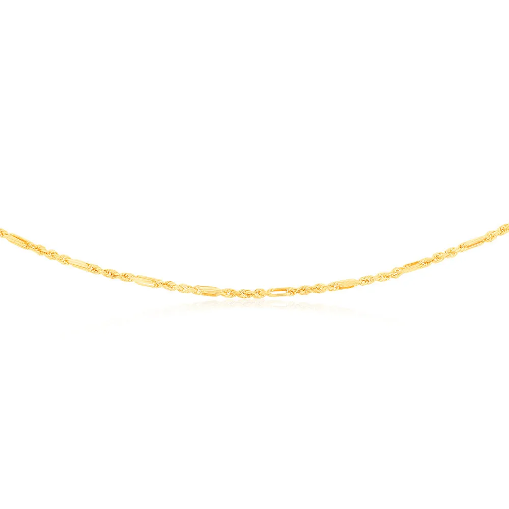 9ct Yellow Gold Hollow Diamond Cut Figarope 46cm Chain Shiels