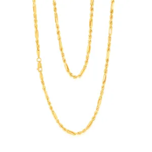 9ct Yellow Gold Hollow Diamond Cut Figarope 46cm Chain Shiels