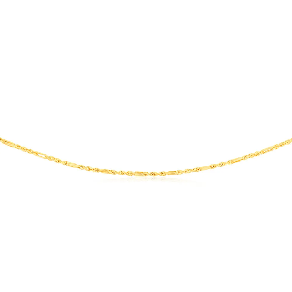 9ct Yellow Gold Hollow Diamond Cut Figarope 46cm Chain Shiels