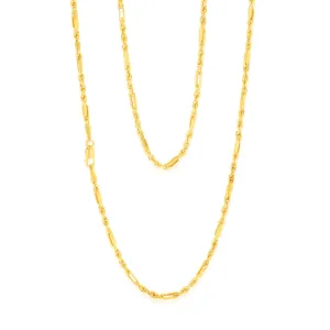 9ct Yellow Gold Hollow Diamond Cut Figarope 46cm Chain Shiels