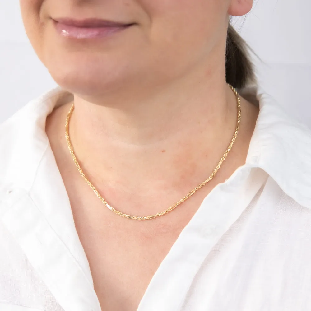 9ct Yellow Gold Hollow Diamond Cut Figarope 46cm Chain Shiels