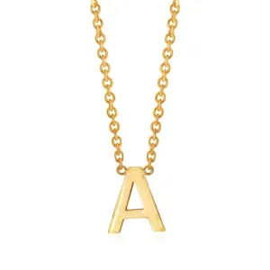 9ct Yellow Gold Initial "A" Pendant On 43cm Chain Shiels