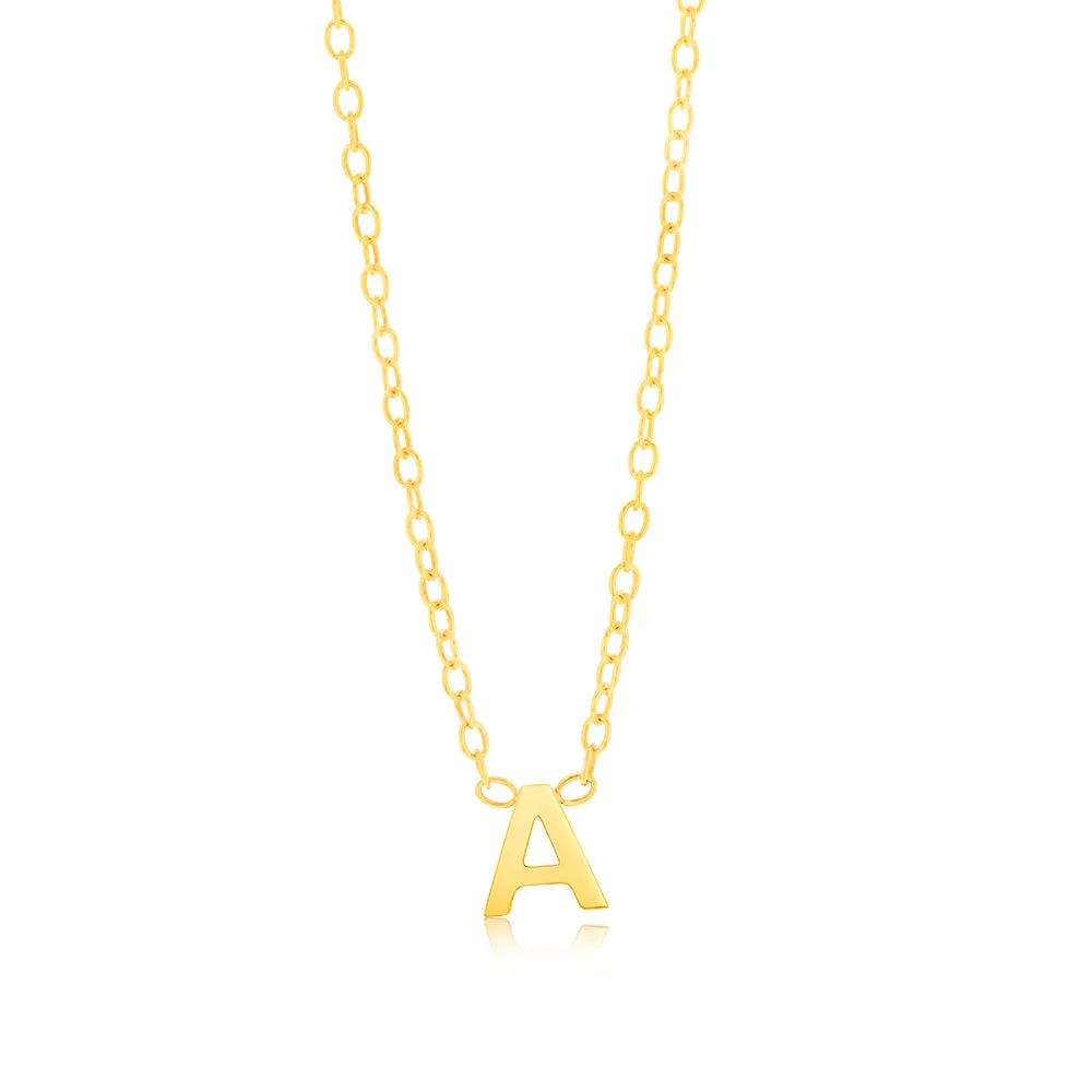 9ct Yellow Gold Initial "A" Pendant On Chain Shiels