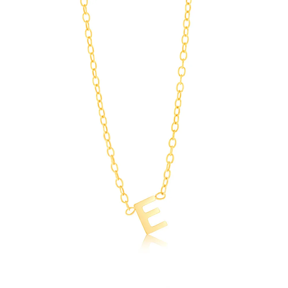 9ct Yellow Gold Initial "E" Pendant On Chain Shiels