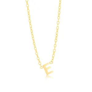 9ct Yellow Gold Initial "E" Pendant On Chain Shiels
