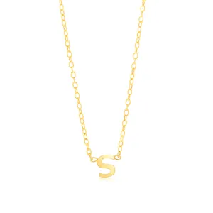 9ct Yellow Gold Initial "S" Pendant On Chain Shiels