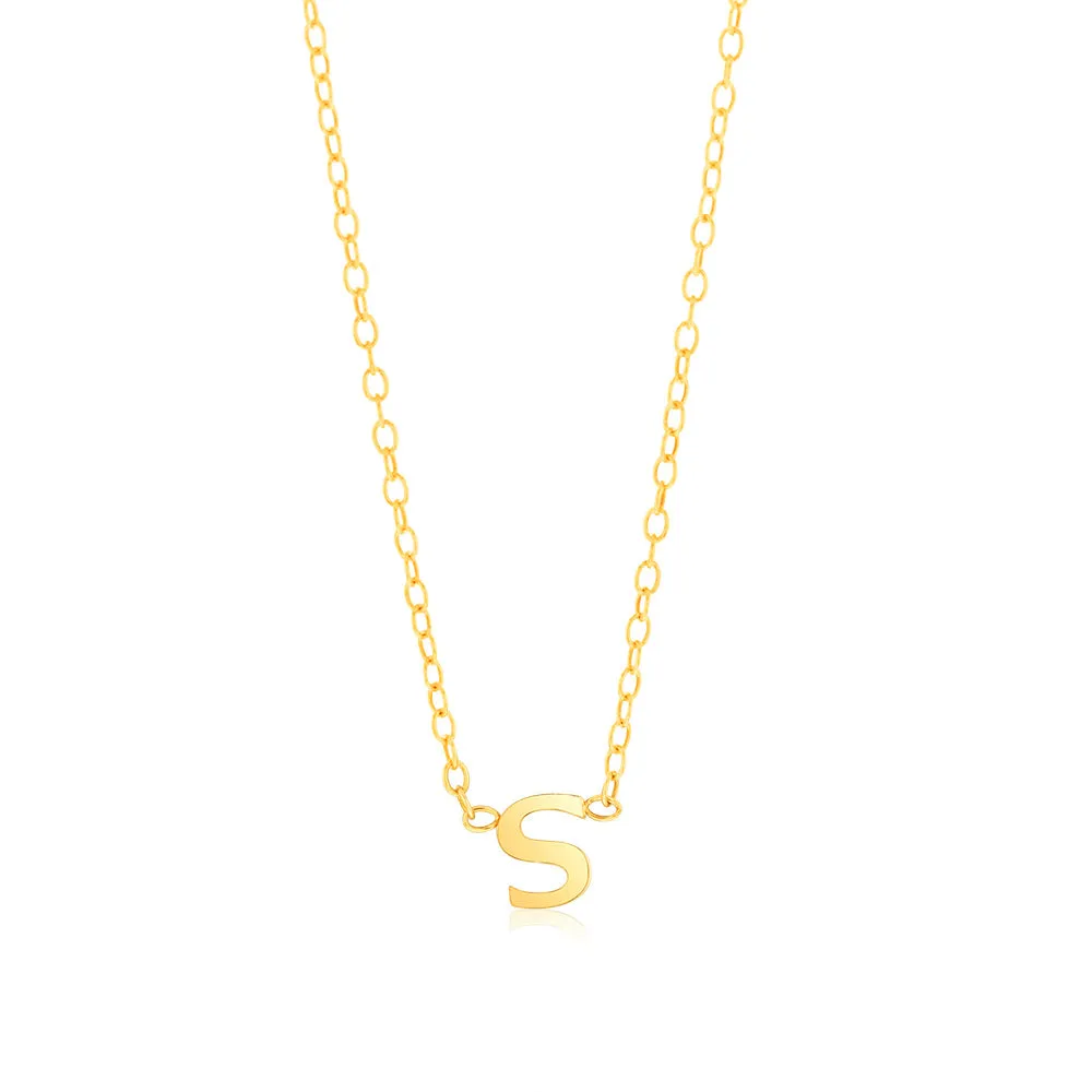 9ct Yellow Gold Initial "S" Pendant On Chain Shiels