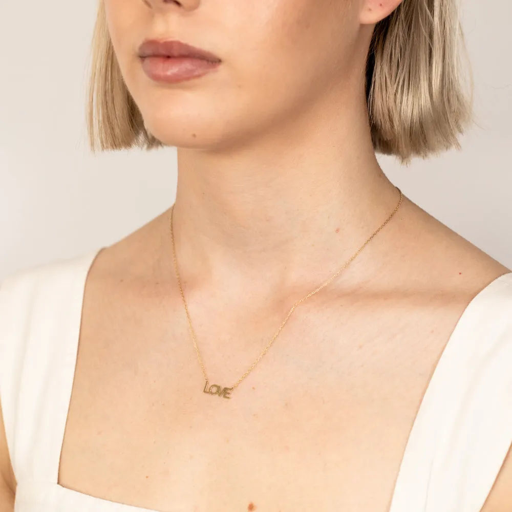 9ct Yellow Gold Love Pendant On Chain Shiels