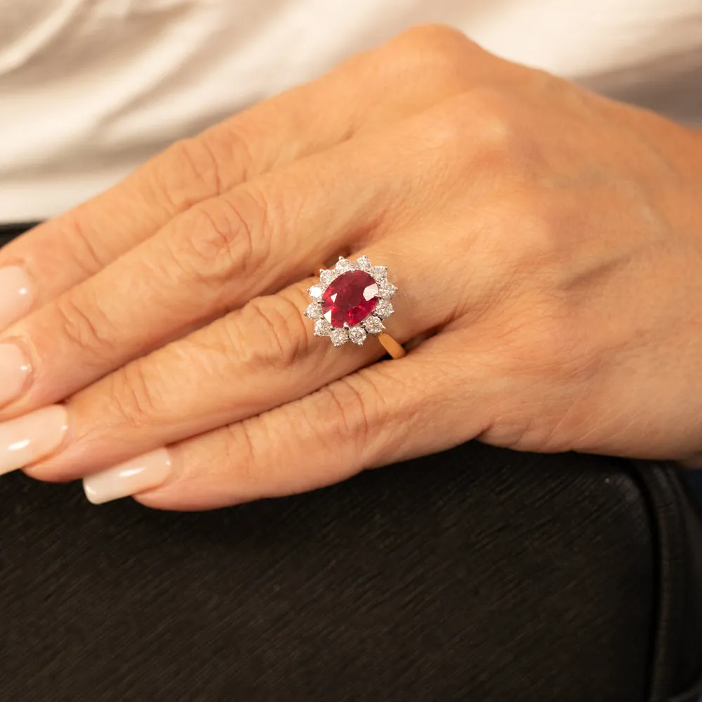 9ct Yellow Gold Luminesce Lab Grown 1 Carat Diamond and 4ct Natural Enhanced Ruby Cocktail Ring Shiels