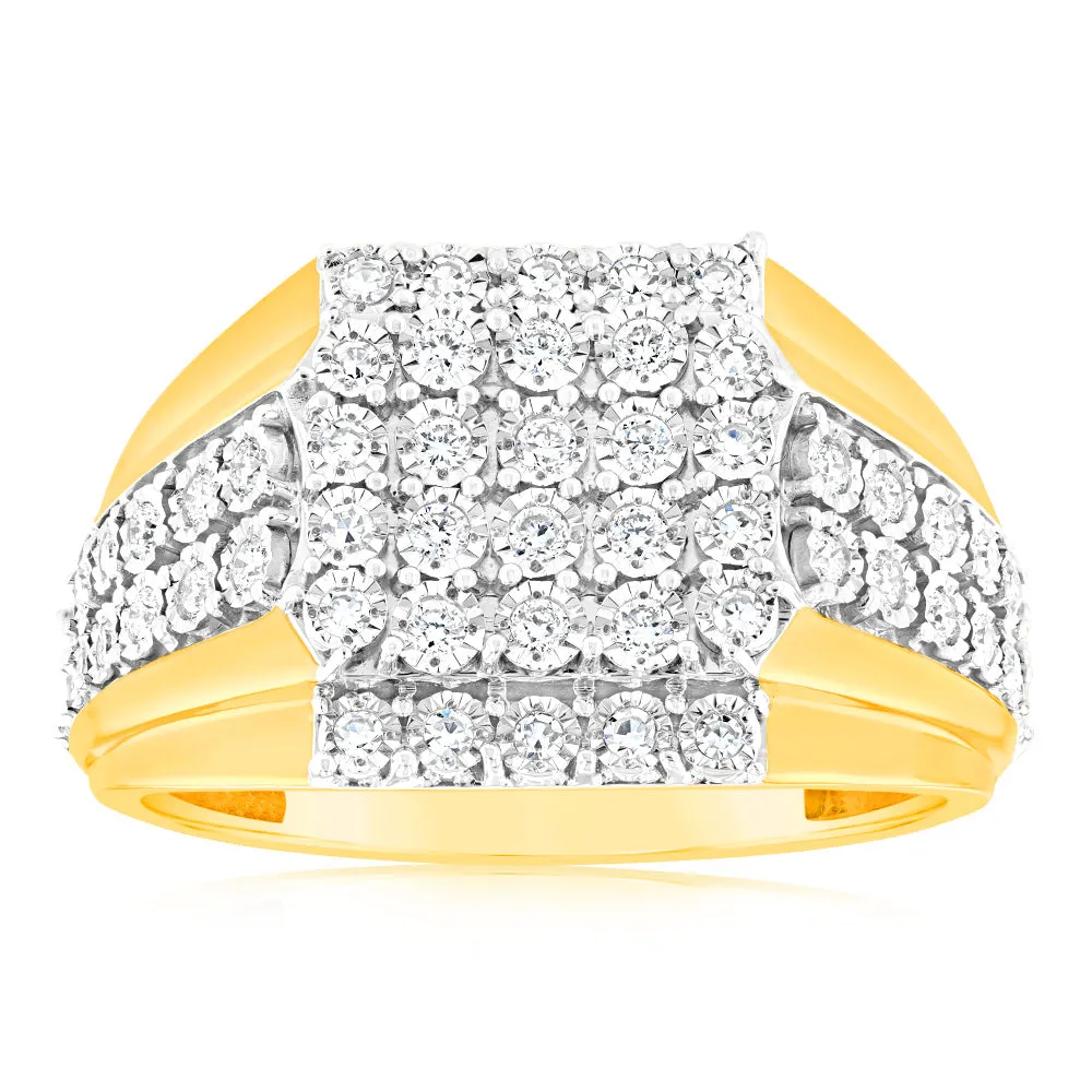 9ct Yellow Gold Luminesce Lab Grown Cluster Diamond Ring Shiels