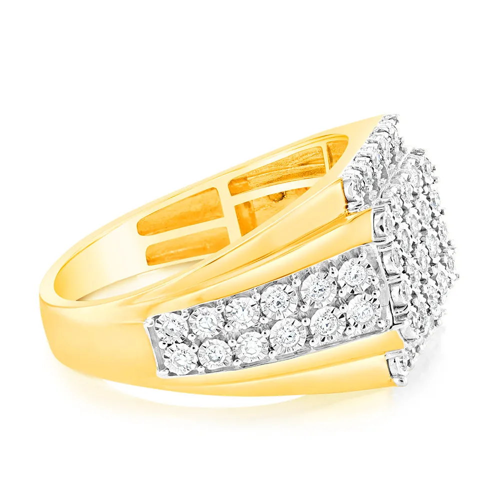 9ct Yellow Gold Luminesce Lab Grown Cluster Diamond Ring Shiels