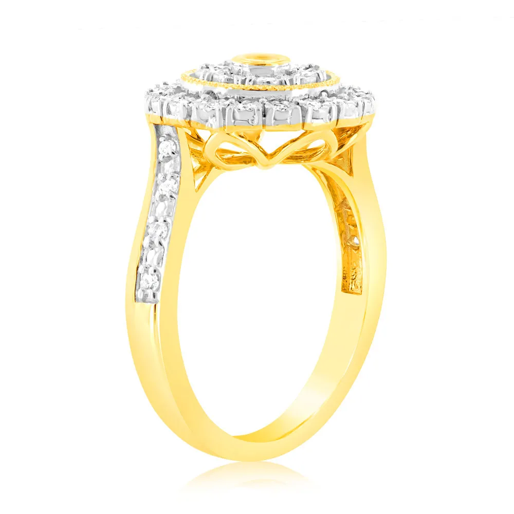 9ct Yellow Gold Luminesce Lab Grown Cluster Ring with 35 Brilliant Diamonds Shiels