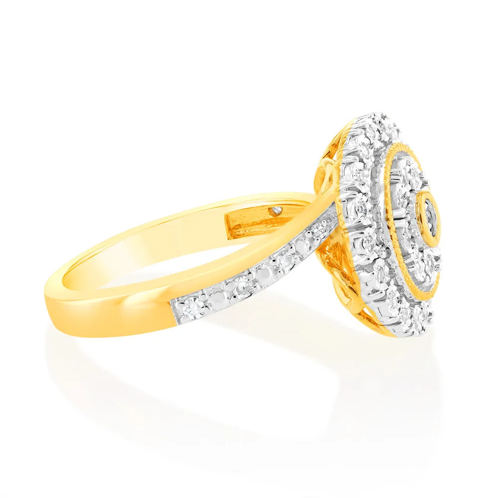 9ct Yellow Gold Luminesce Lab Grown Cluster Ring with 35 Brilliant Diamonds Shiels