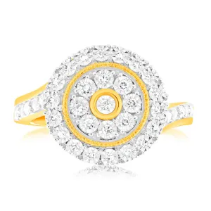 9ct Yellow Gold Luminesce Lab Grown Cluster Ring with 35 Brilliant Diamonds Shiels