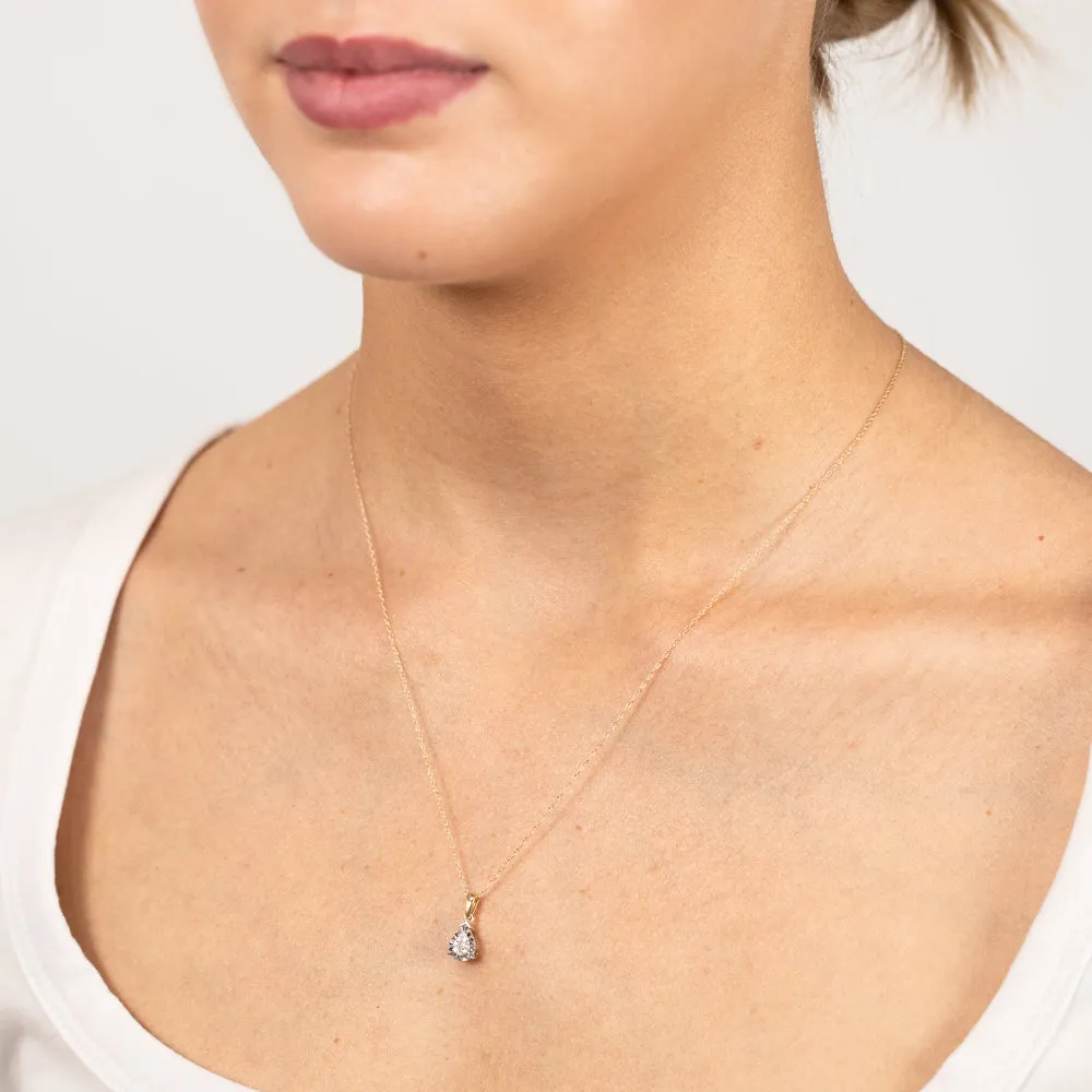 9ct Yellow Gold Luminesce Lab Grown Pear Shape Pendant Shiels