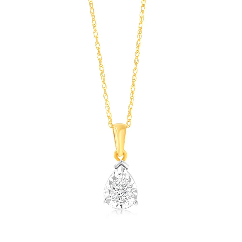 9ct Yellow Gold Luminesce Lab Grown Pear Shape Pendant Shiels