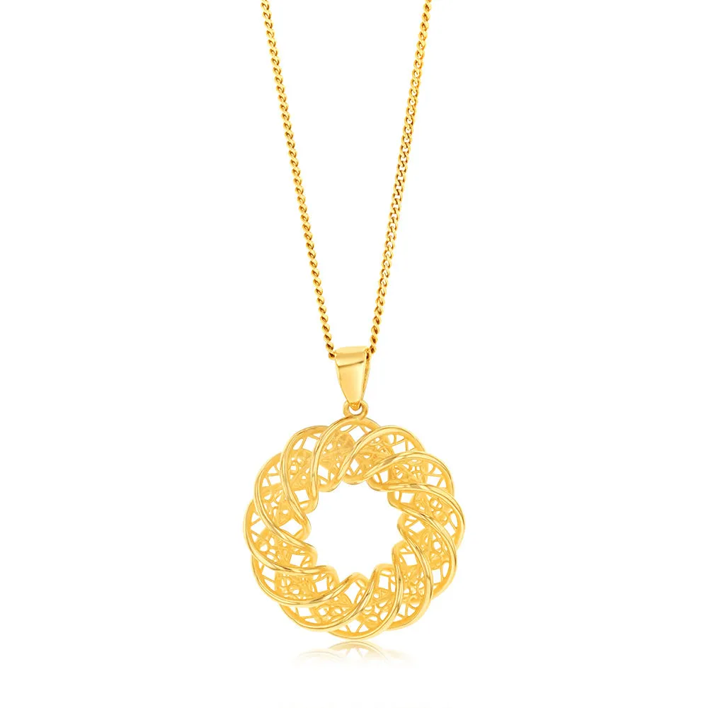 9ct Yellow Gold Mesh Circle Of Life Pendant Shiels