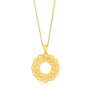 9ct Yellow Gold Mesh Circle Of Life Pendant Shiels