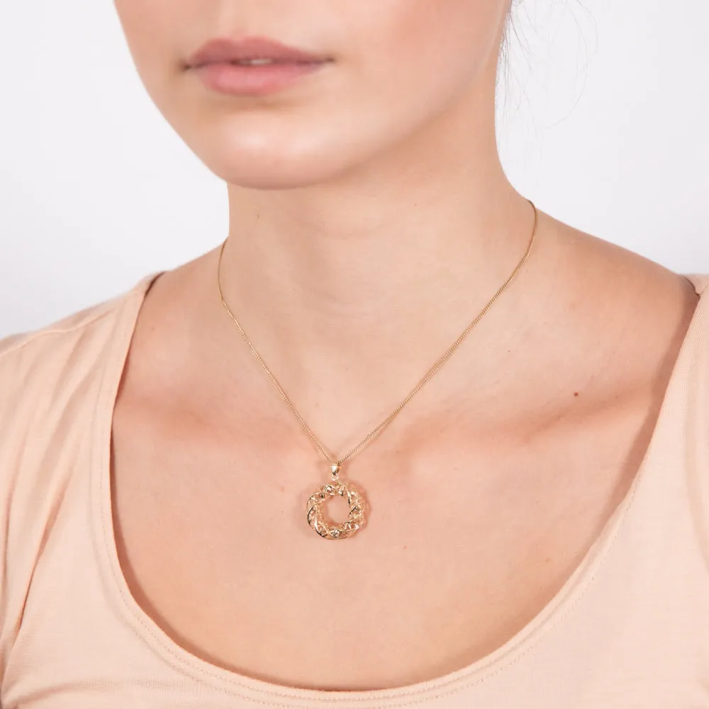 9ct Yellow Gold Mesh Circle Of Life Pendant Shiels