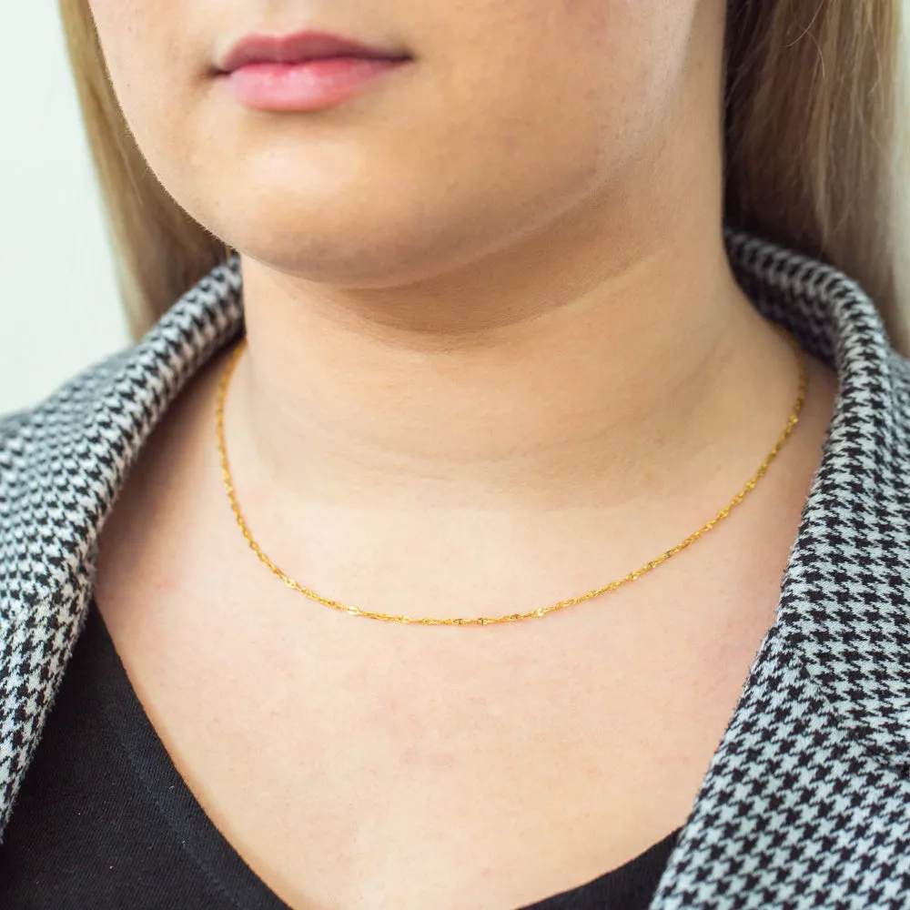 9CT Yellow Gold Mini Flat Rambo 45cm Chain Shiels
