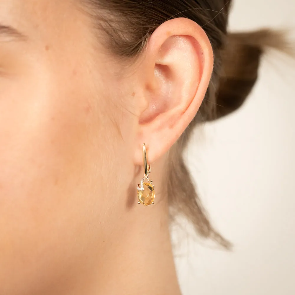 9ct Yellow Gold Natural Citrine And Diamond Drop Earrings Shiels