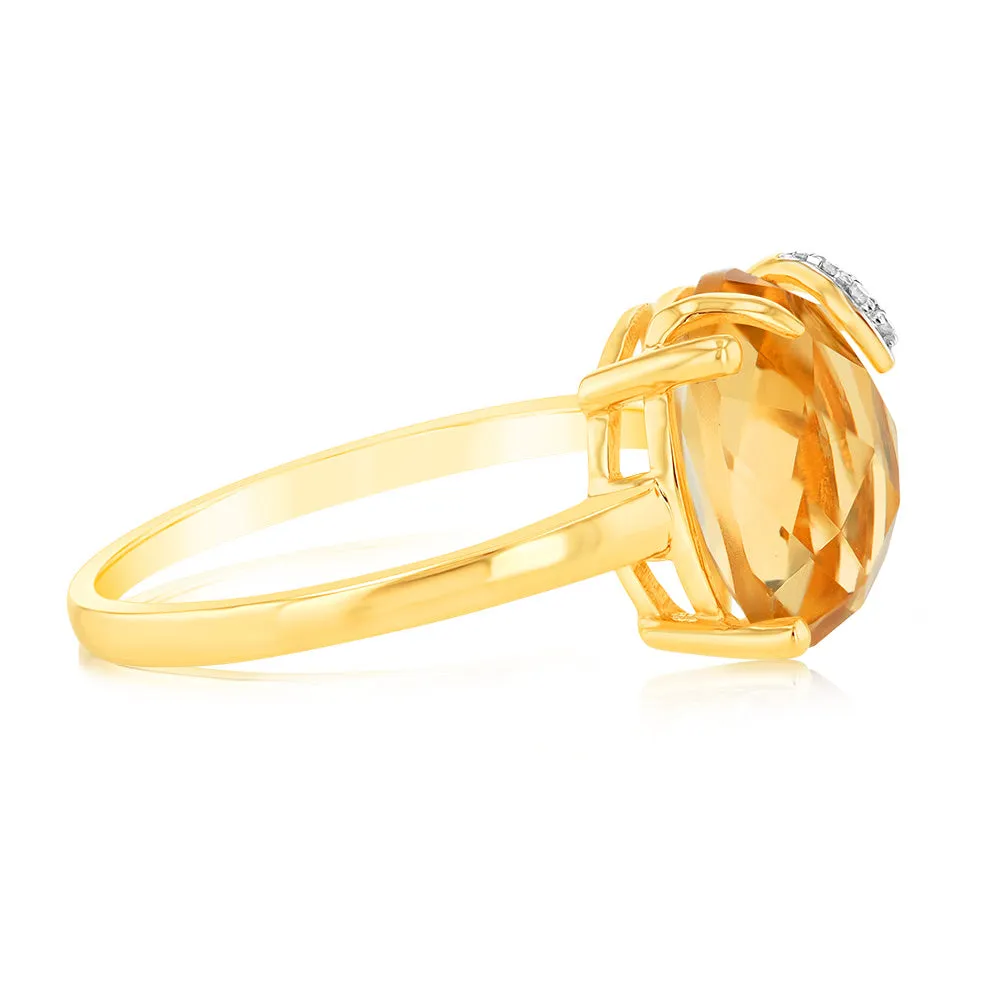 9ct Yellow Gold Natural Citrine And Diamond Ring Shiels