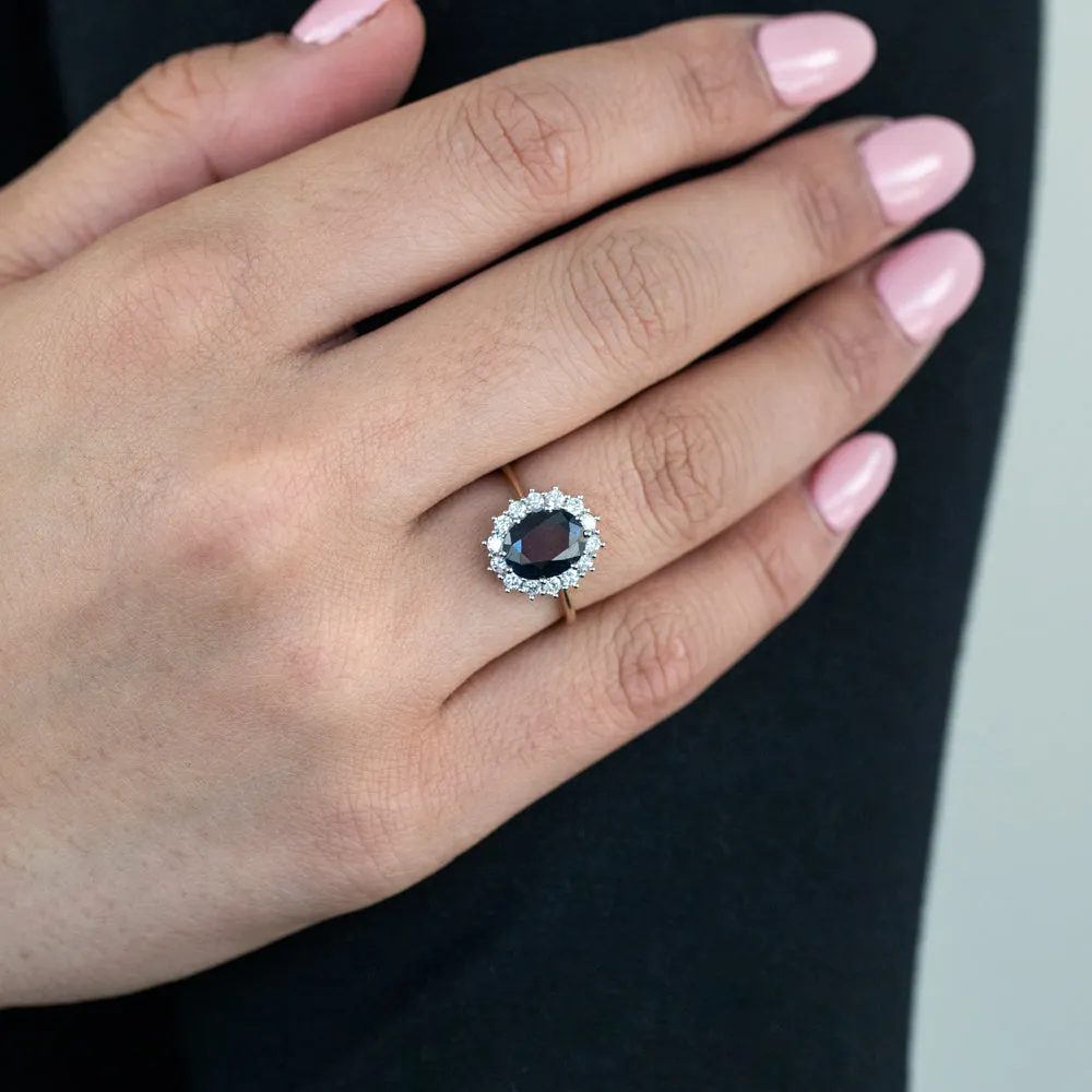 9ct Yellow Gold Natural Sapphire 2.50 Carat 9X7mm Oval with 0.50 Carat Diamonds Ring Shiels