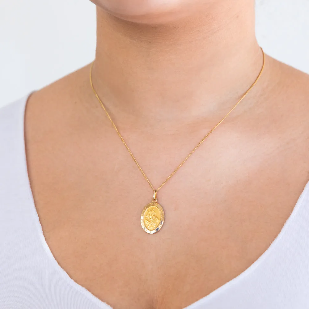 9ct Yellow Gold Oval St Christopher Pendant Shiels