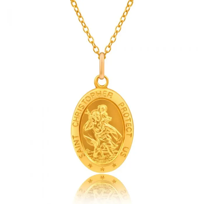 9ct Yellow Gold Oval St Christopher Pendant Shiels