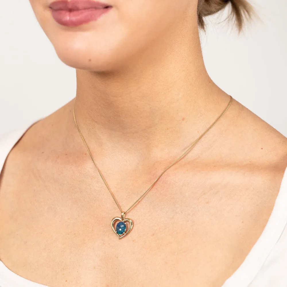 9ct Yellow Gold Oval Triplet Opal Heart Pendant Shiels