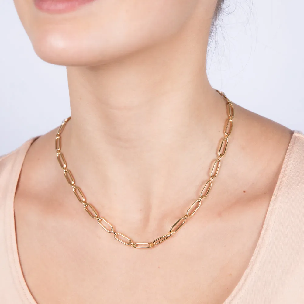 9ct Yellow Gold Paperclip 45cm Chain Shiels