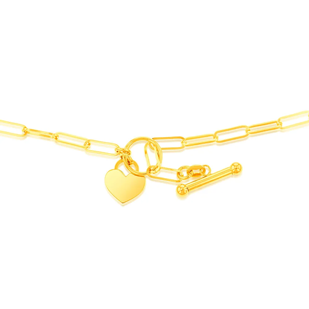 9ct Yellow Gold Paperclip Toggle Bar 43cm Chain Shiels