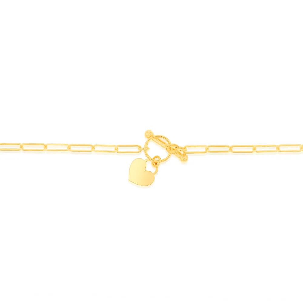 9ct Yellow Gold Paperclip Toggle Bar 43cm Chain Shiels