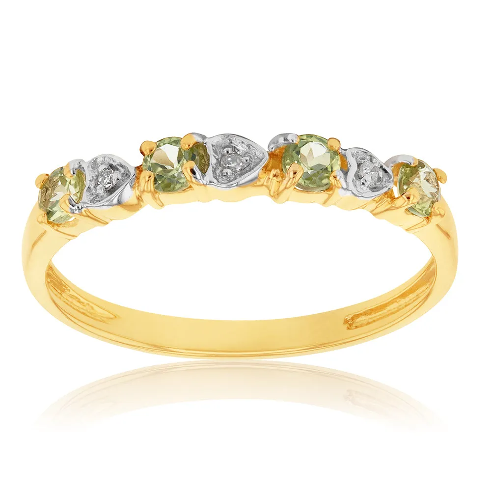 9ct Yellow Gold Peridot and Diamond Ring Shiels