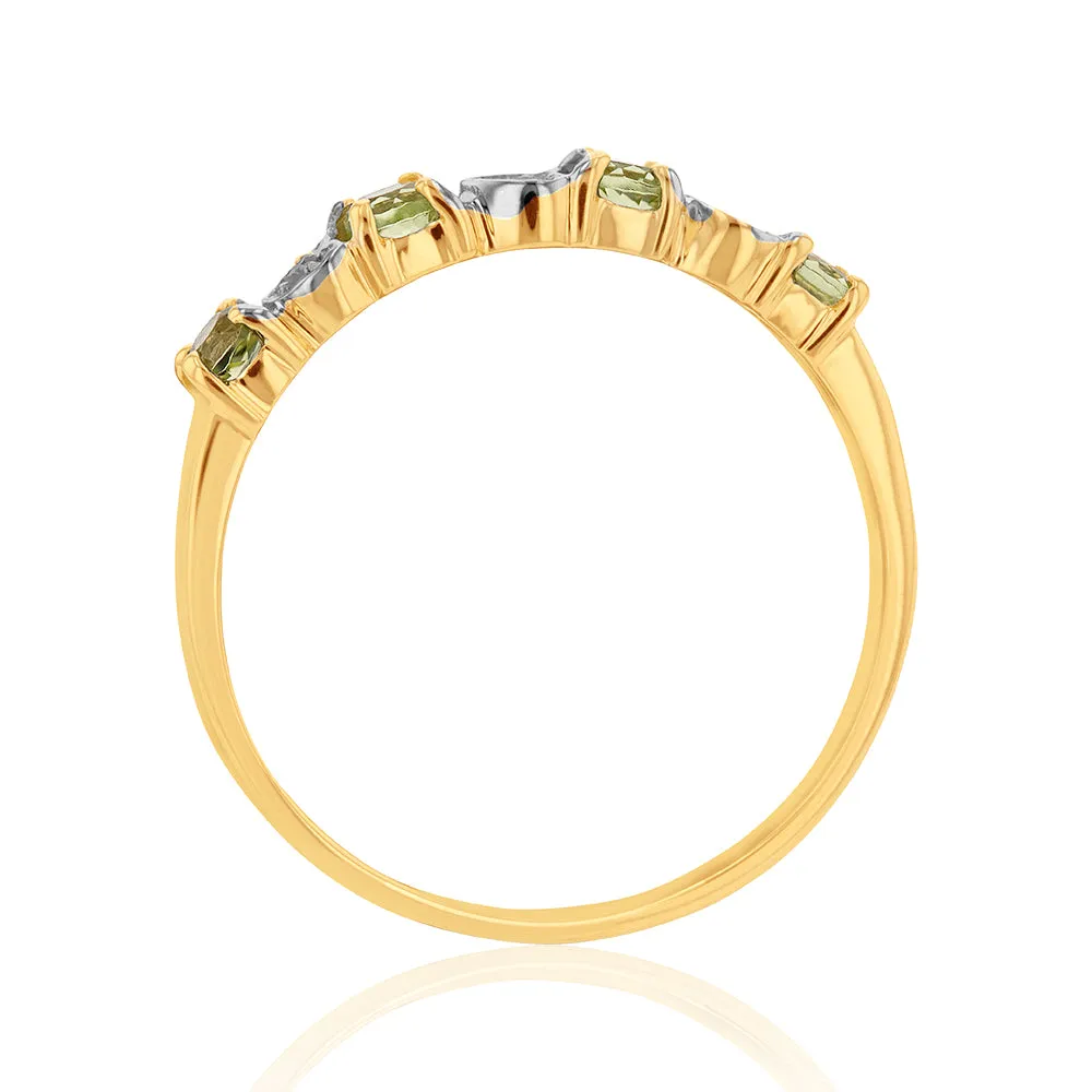 9ct Yellow Gold Peridot and Diamond Ring Shiels