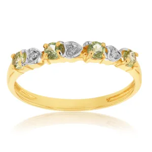 9ct Yellow Gold Peridot and Diamond Ring Shiels