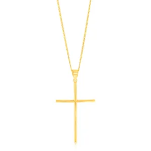 9ct Yellow Gold Plain 39mm X 23mm Cross Pendant Shiels