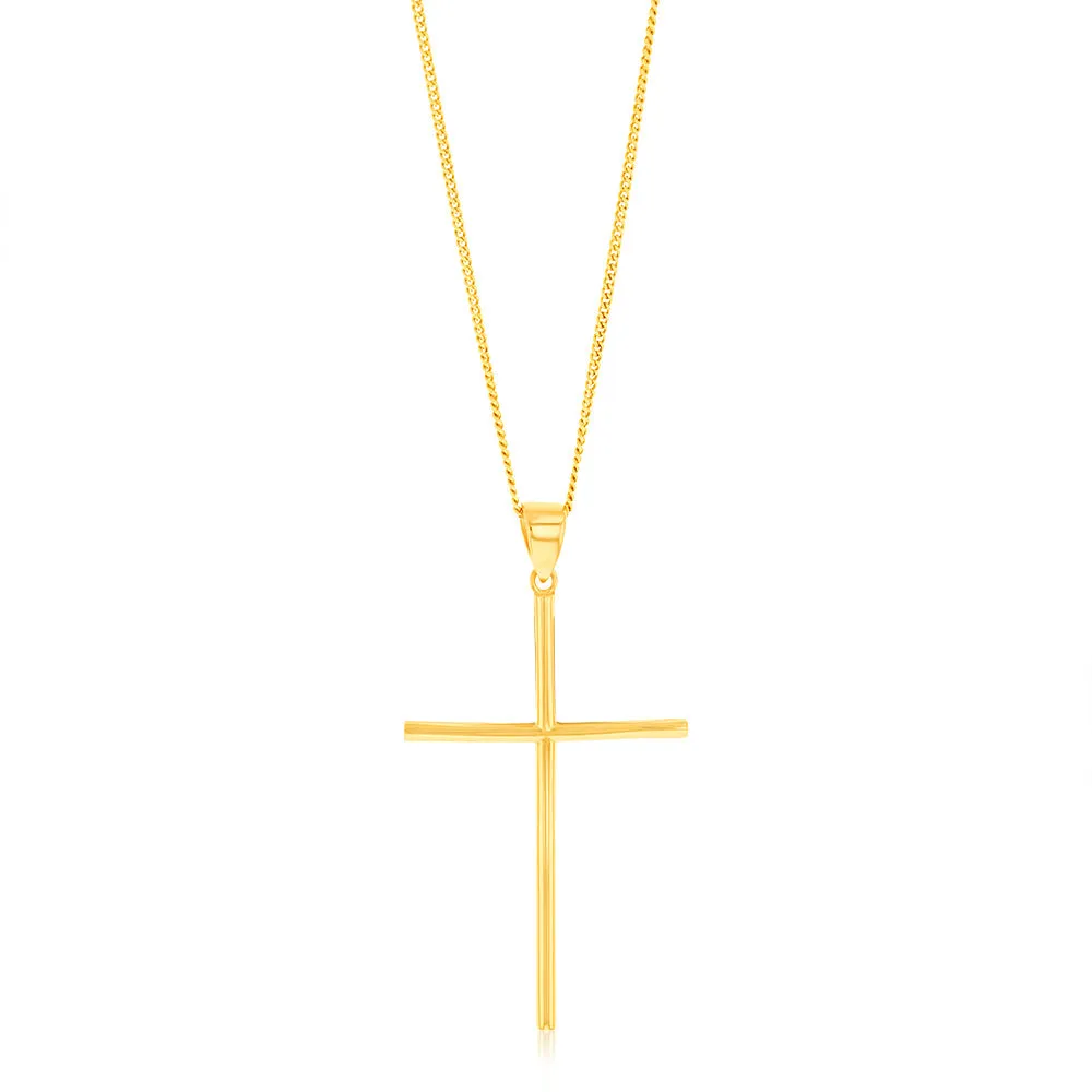 9ct Yellow Gold Plain 39mm X 23mm Cross Pendant Shiels