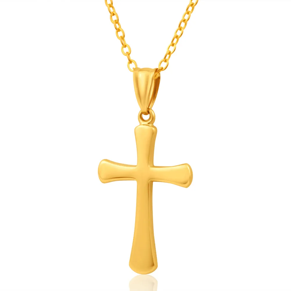 9ct Yellow Gold Plain Cross Pendant Shiels