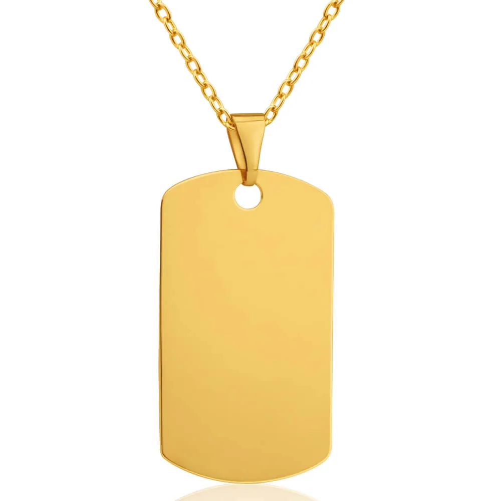 9ct Yellow Gold Plain Dog Tag Pendant Shiels