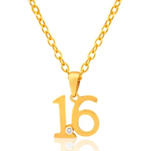 9ct Yellow Gold "16" Pendant Set With 1 Diamond Shiels