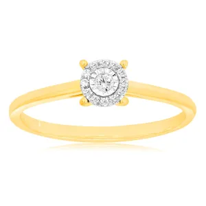 9ct Yellow Gold Ring with 13 Brilliant Diamonds Shiels