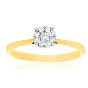 9ct Yellow Gold Ring With 1/5 Carats Of Diamonds and Infinity Detail on Side Profile Shiels
