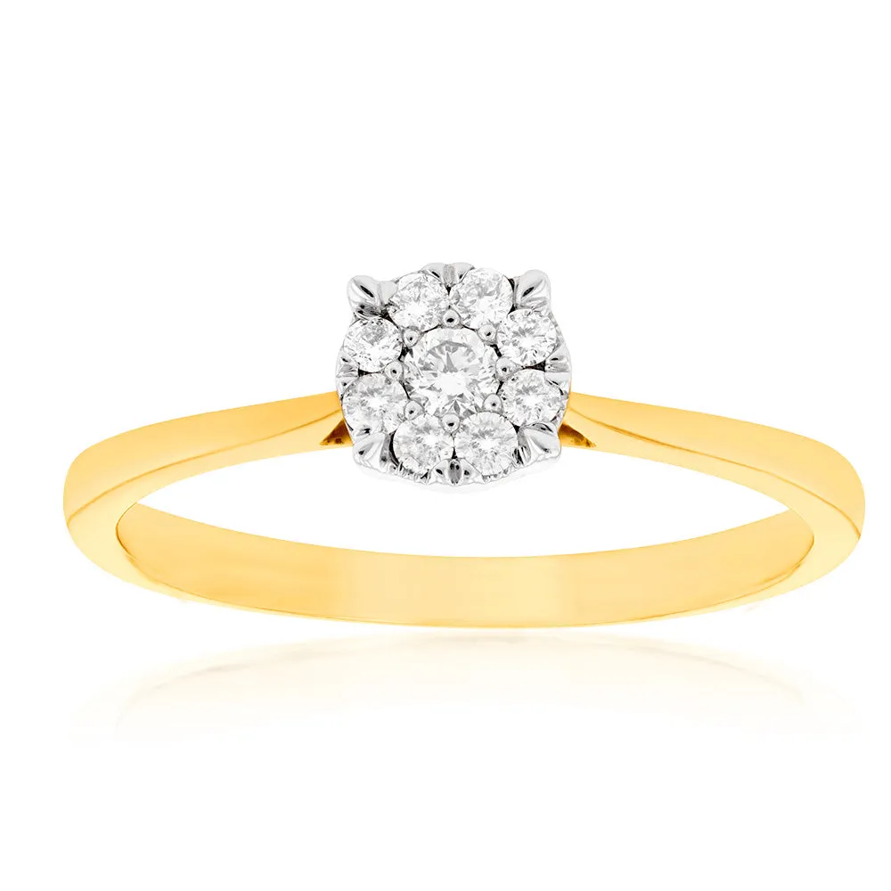 9ct Yellow Gold Ring With 1/5 Carats Of Diamonds and Infinity Detail on Side Profile Shiels