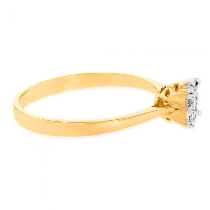 9ct Yellow Gold Ring With 1/5 Carats Of Diamonds and Infinity Detail on Side Profile Shiels
